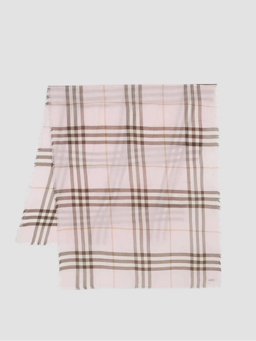 Burberry Pink and Brown Check Silk-Blend Scarf